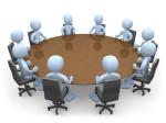 3d people in a round table having a 
meeting.